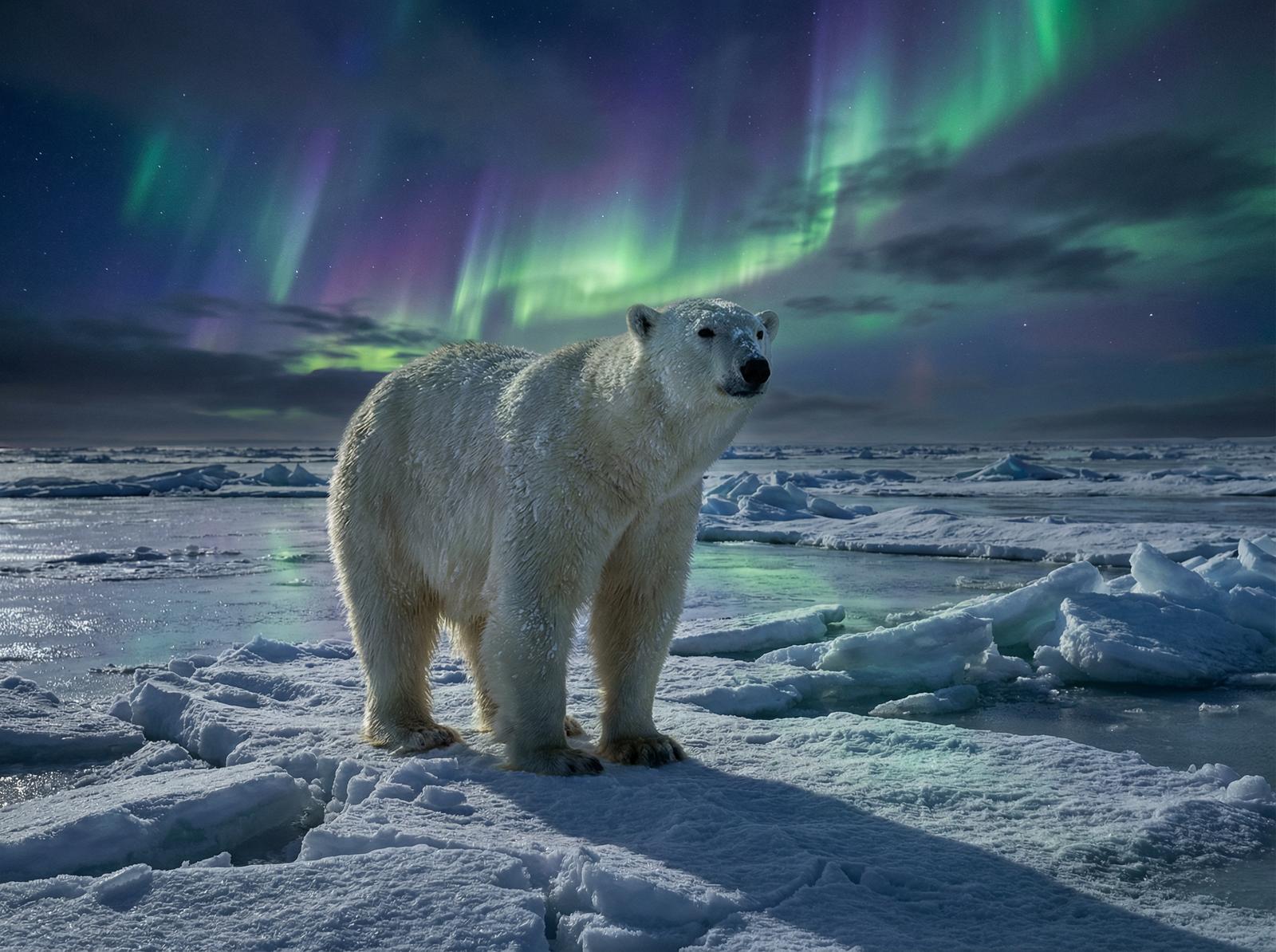 海角北极熊极光视频
